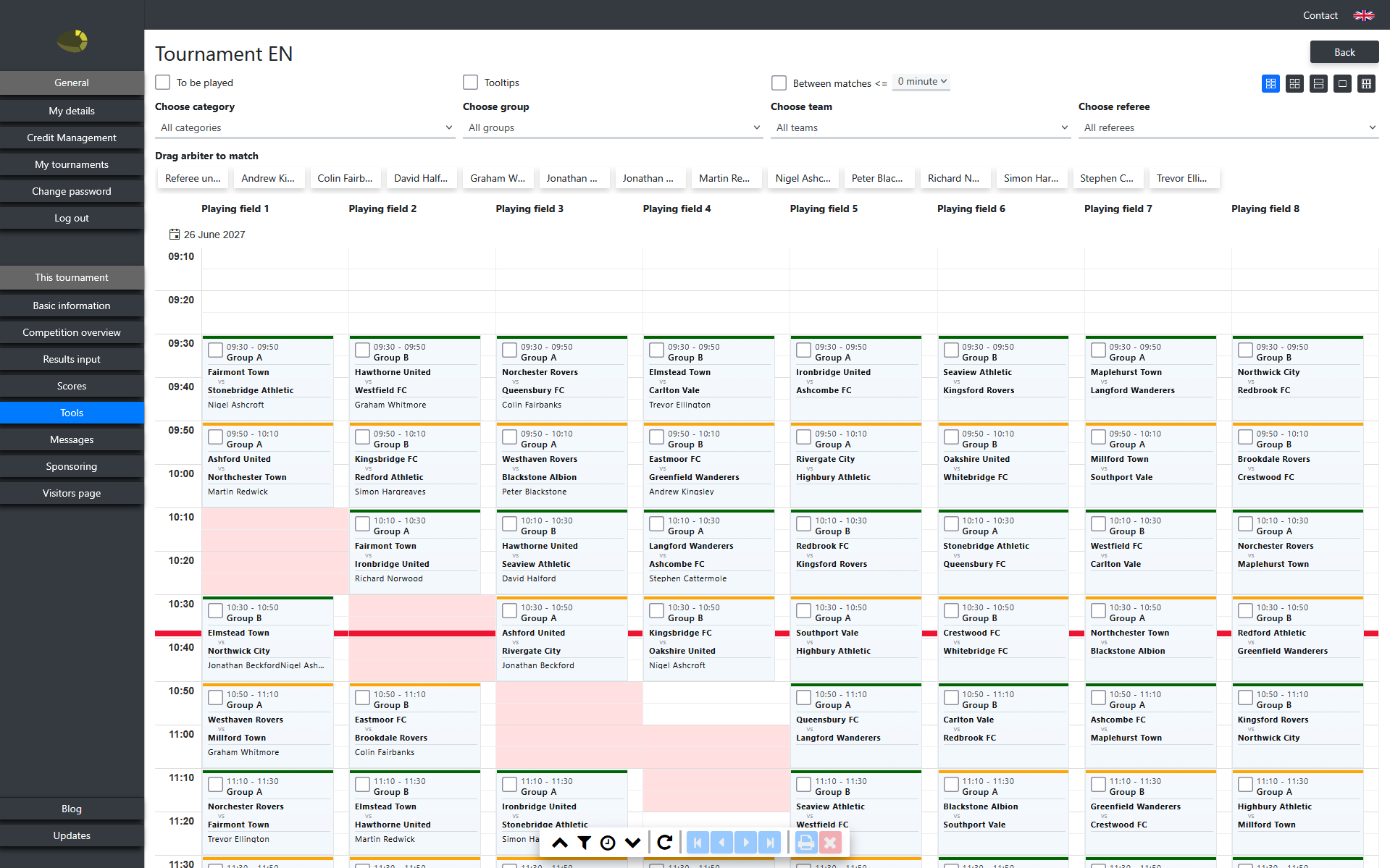 mitorneo.info match planning with multiple fields and referees